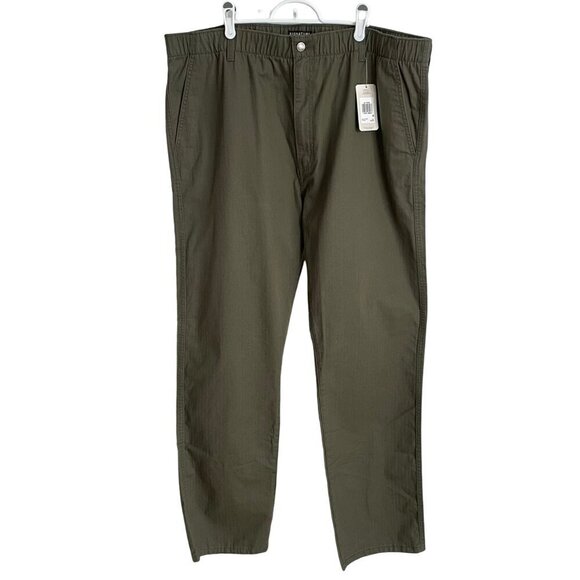 NWT Levi Strauss Signature Chino Olive Green Pants Straight Leg Elastic Size XXL - Picture 1 of 16